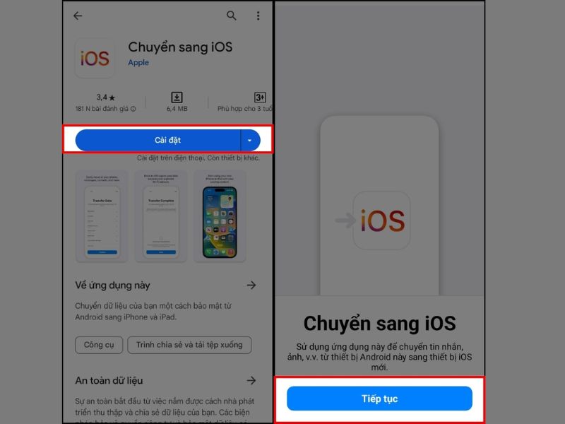 Tải và khởi động Move to iOS trên điện thoại Android