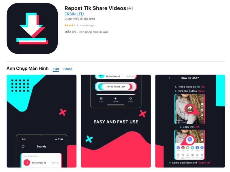 Cài đặt app RepostTik – Tải hàng loạt, không quảng cáo