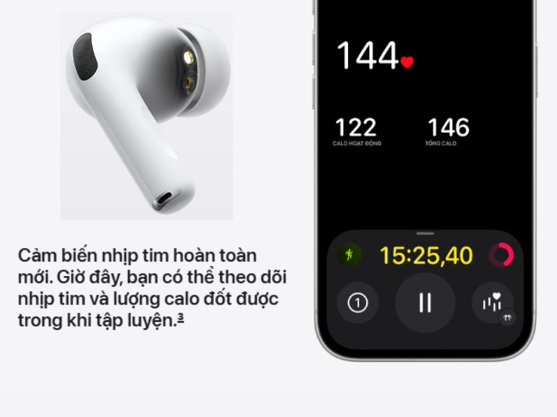 Cảm biến nhịp tim trên  AirPod Pro 3