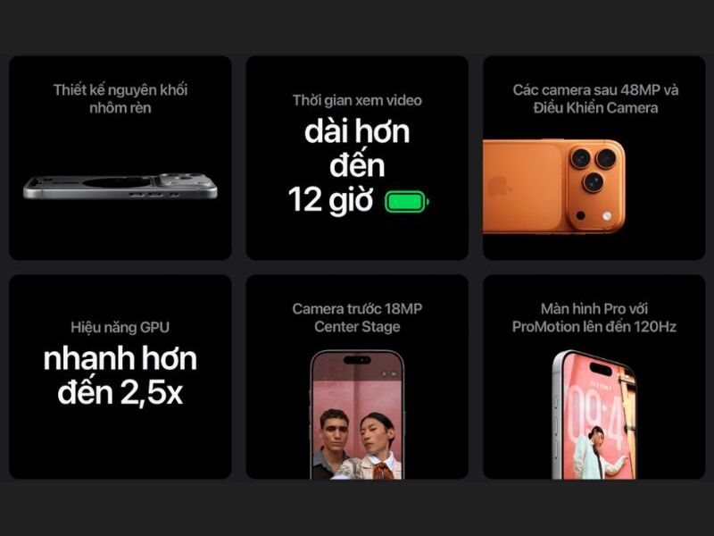 Bảng so sánh nhanh giữa iPhone 16 Pro và 17 Pro