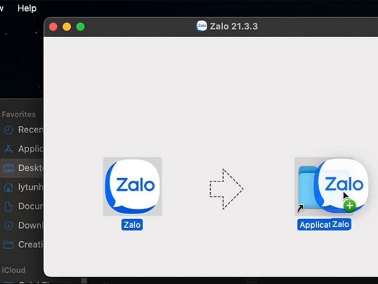 Cài đặt Zalo vào thư mục Applications