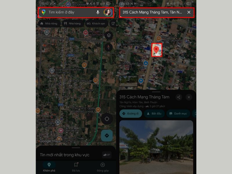 chọn nơi bạn muốn xem trên Google Maps