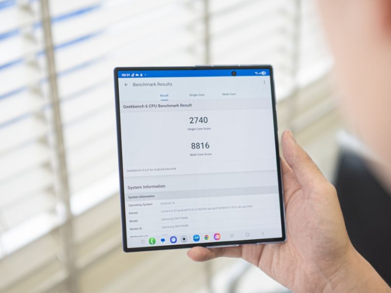Geekbench 6 của Z Fold7 xử lý đa nhân mạnh, không thua flagship dạng thanh