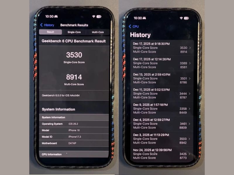 Hiệu năng iOS 26.2