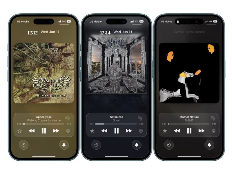 Apple Music và Widget trên màn hình khóa iOS 26 Beta 2