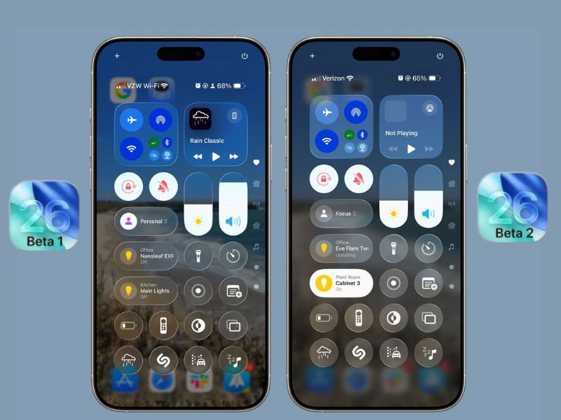 iOS 26 Beta 2 tinh chỉnh Control Center: Trực quan và dễ dùng hơn