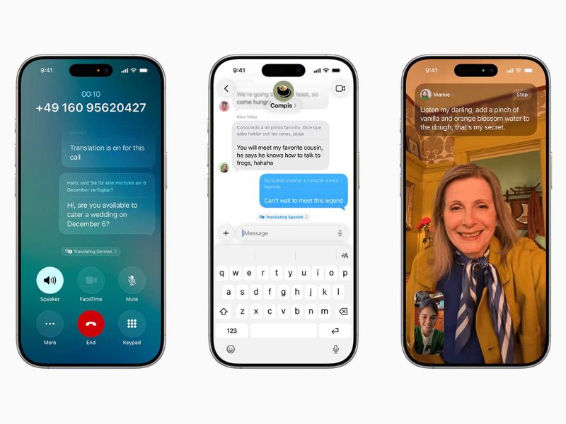 iOS 26 với Live Translation được mở rộng trong tin nhắn, điện thoại, FaceTime