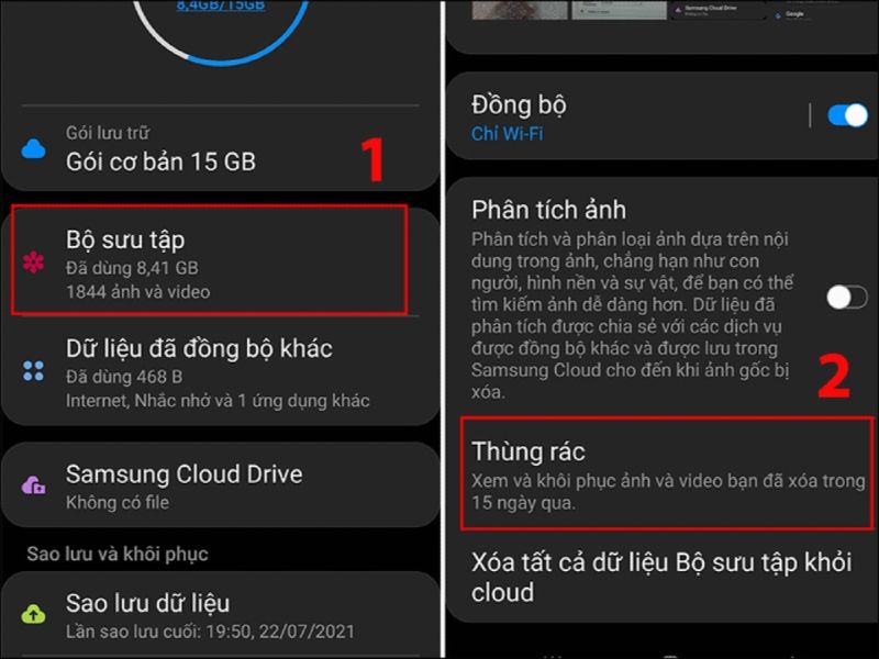 Kiểm tra thùng rác trong Bộ sưu tập