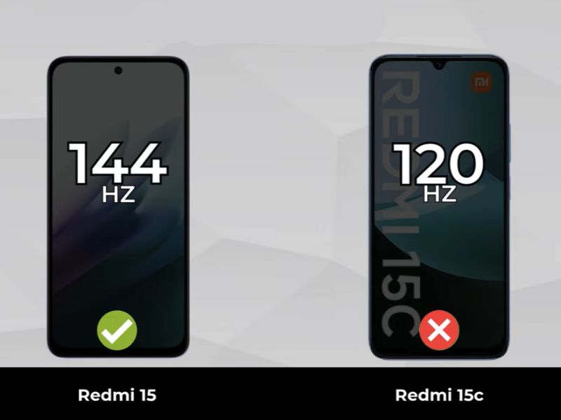 Màn hình của Redmi 15 vượt trội hơn hẳn 15C