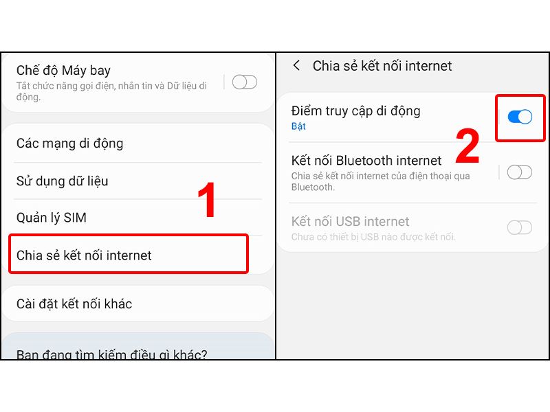 Mở điểm phát sóng di động trên điện thoại Samsung