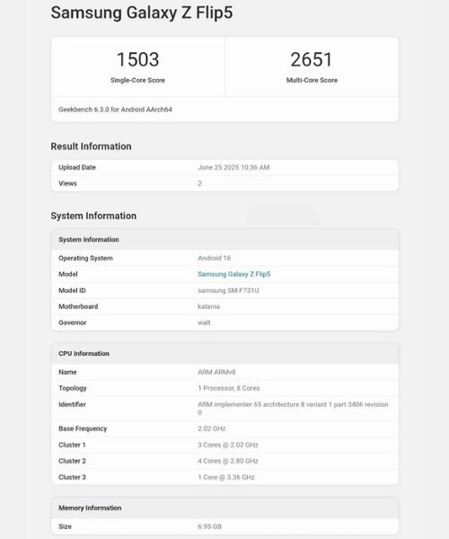 Galaxy Z Flip 5 xuất hiện với One UI 8