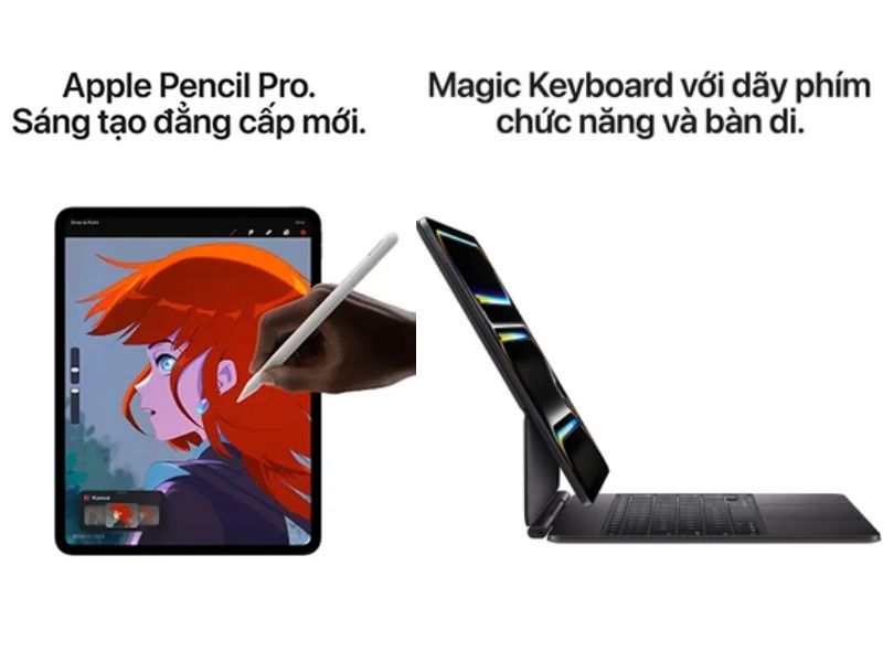 iPad Pro M5 bản 2TB Nano hỗ trợ các phụ kiện là Magic Keyboard và Apple Pencil Pro
