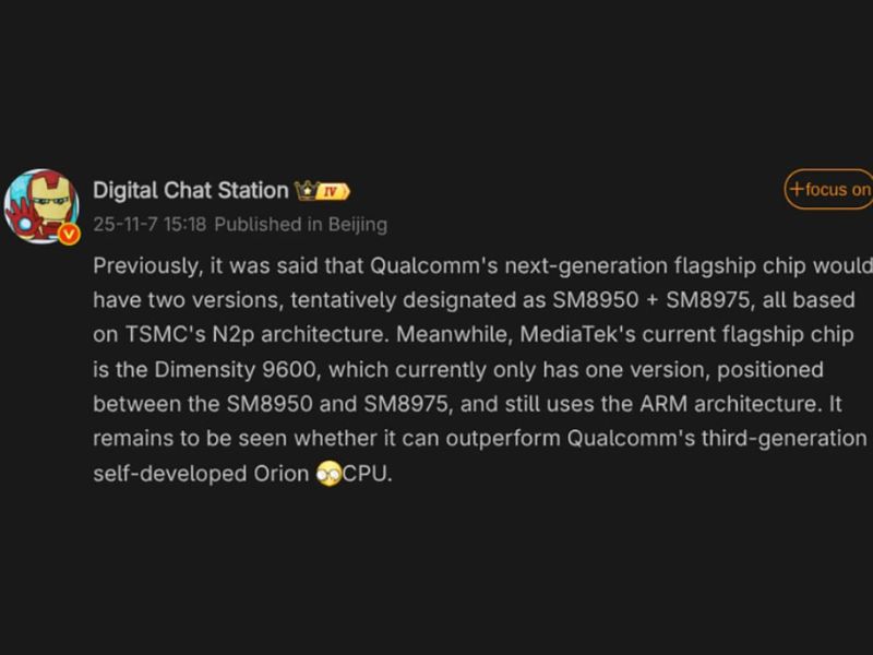 Rò rỉ hiệu năng MediaTek Dimensity 9600