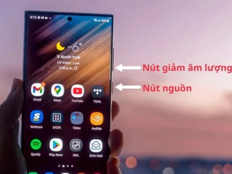 Sử dụng phím vật lý để chụp màn hình Samsung