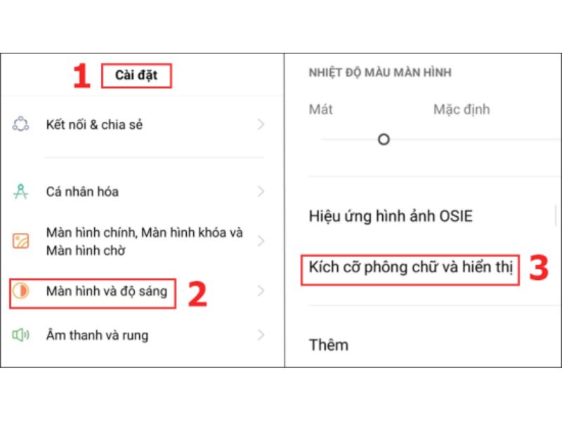 Tăng cỡ chữ bằng Cài đặt hiển thị