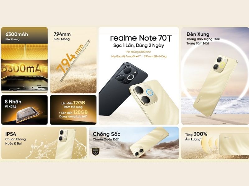 Thiết kế Realme Note 70T
