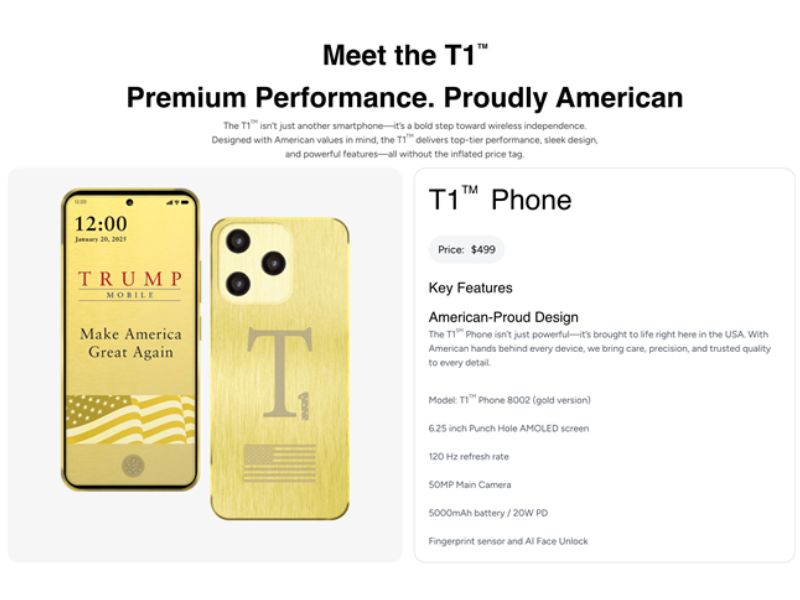 điện thoại Trump T1 sẽ không xuất hiện tại Mỹ
