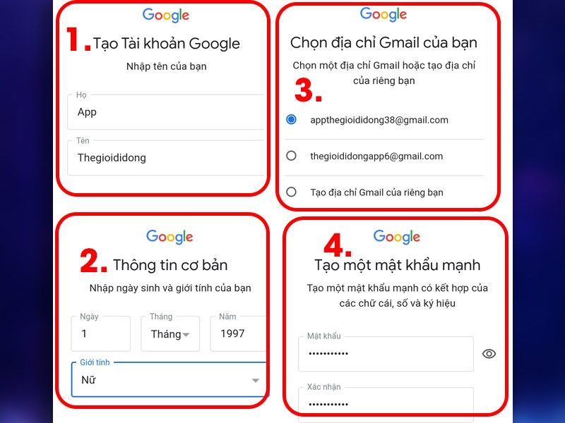 Các bước đăng ký Gmail