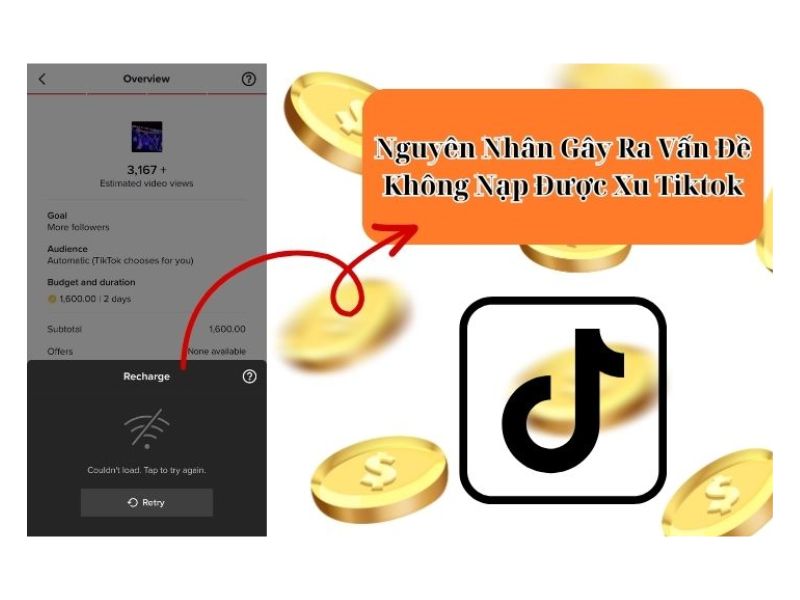 Lỗi có thể gặp khi nạp xu Tiktok