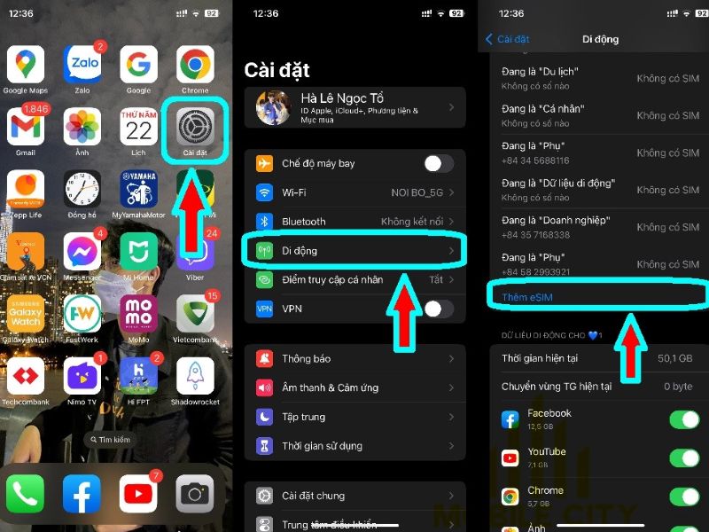 Cài đặt eSIM bằng cách nhập thủ công