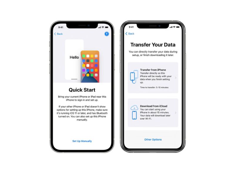 Cách chuyển dữ liệu trên iphone bằng Quick Start