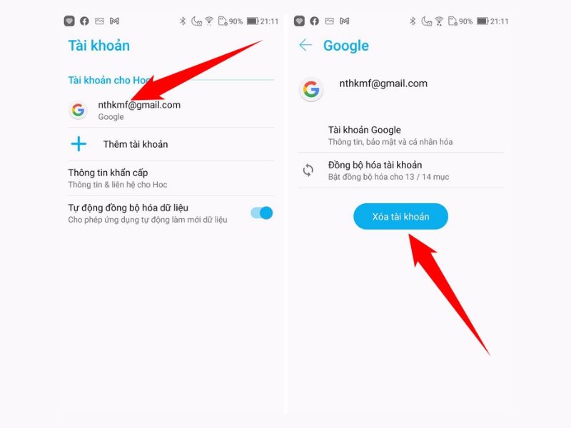 Hướng dẫn đăng xuất Gmail trên diện thoại Androi