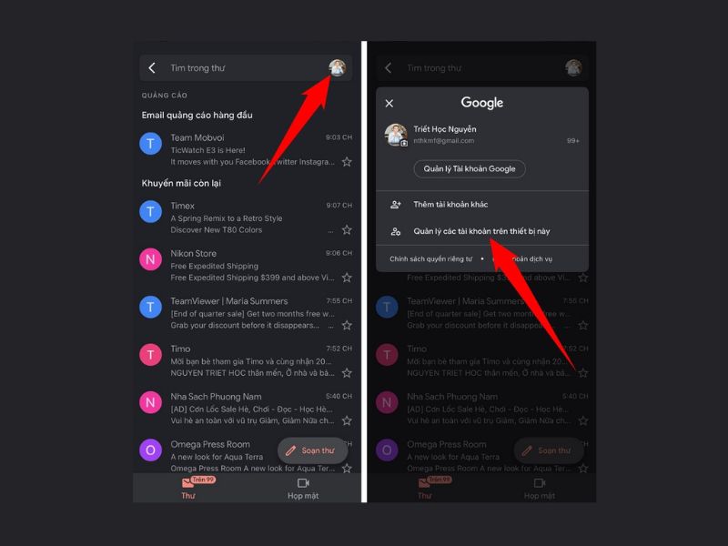 Hướng dẫn đăng xuất Gmail khỏi điện thoại iPhone