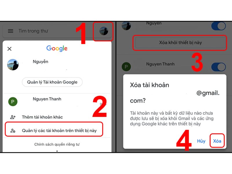 Xóa tài khoản Google trên thiết bị Androi