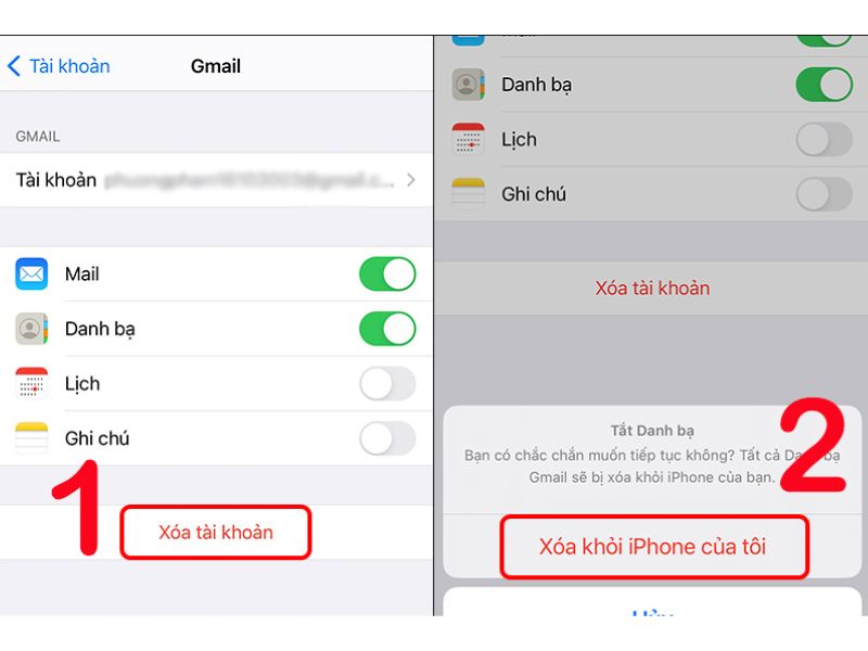 Xóa tài khoản Google trên thiết bị Apple