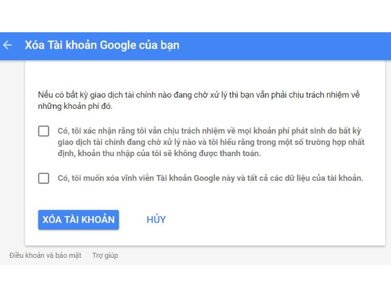 Xóa tài khoản Google vĩnh viễn