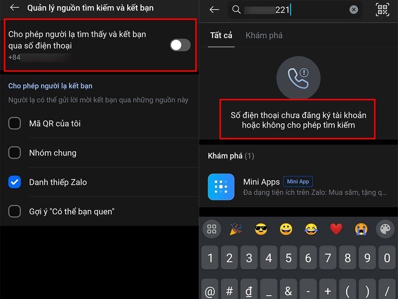 Chỉnh quyền xem số điện thoại trên Zalo