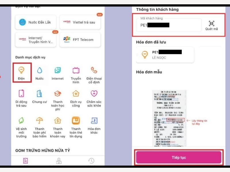 Thanh toán tiền điện trên MoMo
