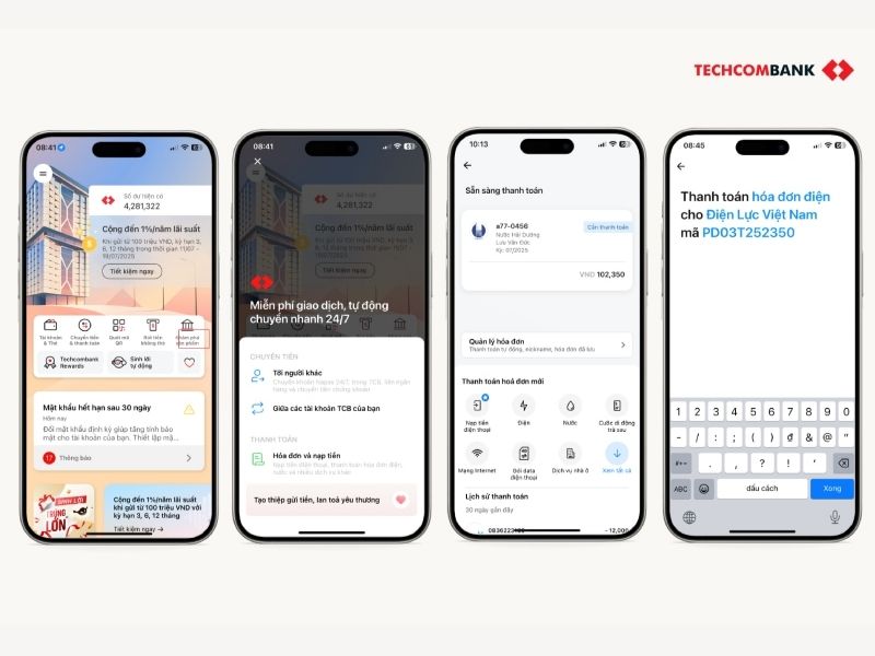 Đóng tiền điện qua ngân hàng số