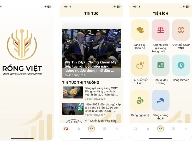 App theo dõi giá vàng Rồng Việt