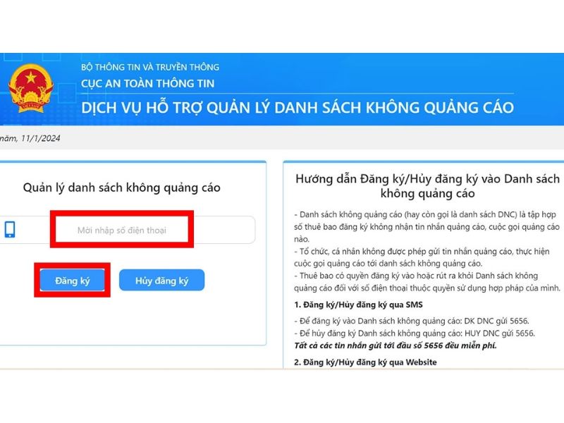 Báo cáo số điện thoại lừa đảo qua Cồng dịch vụ công