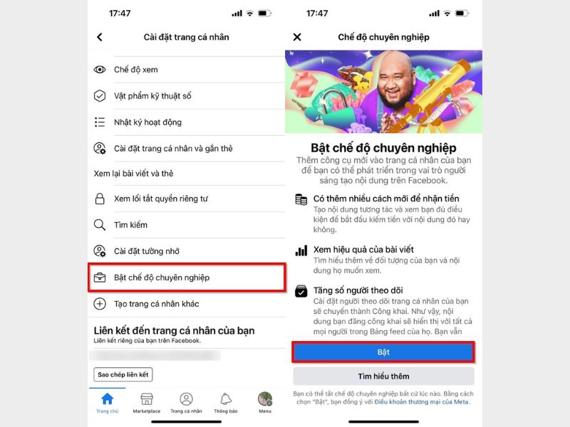Cách bật chế độ chuyên nghiệp trên Facebook
