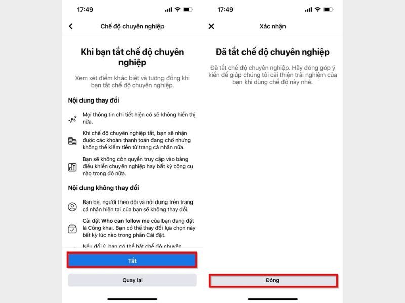 Các bước tắt chế độ chuyên nghiệp trên Facebook