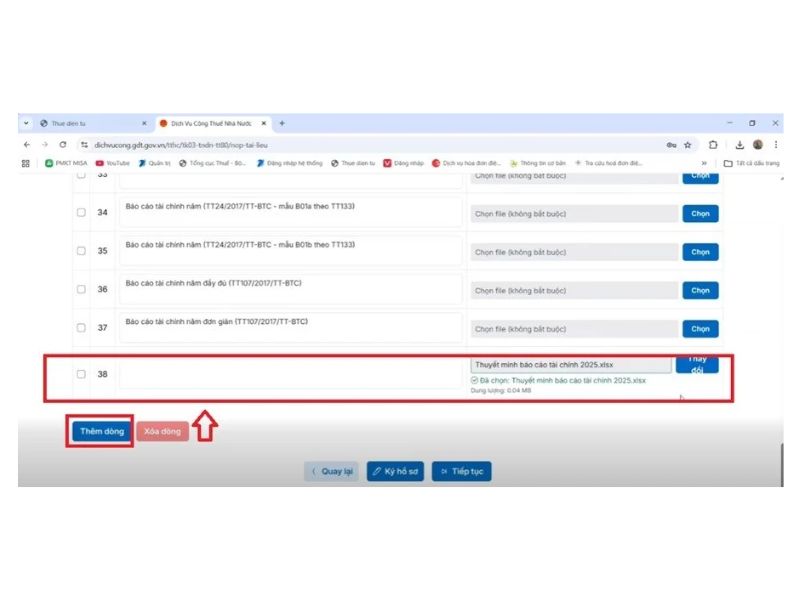 Bước 3: Tải file báo cáo lên hệ thống