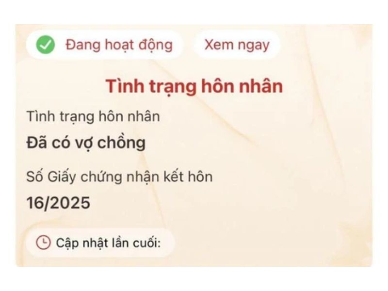 Kiểm tra tình trạng hôn nhân trên VNeID