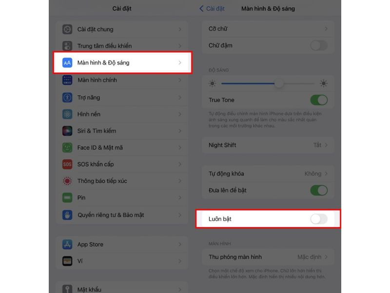 Tắt Always on Display trên iPhone