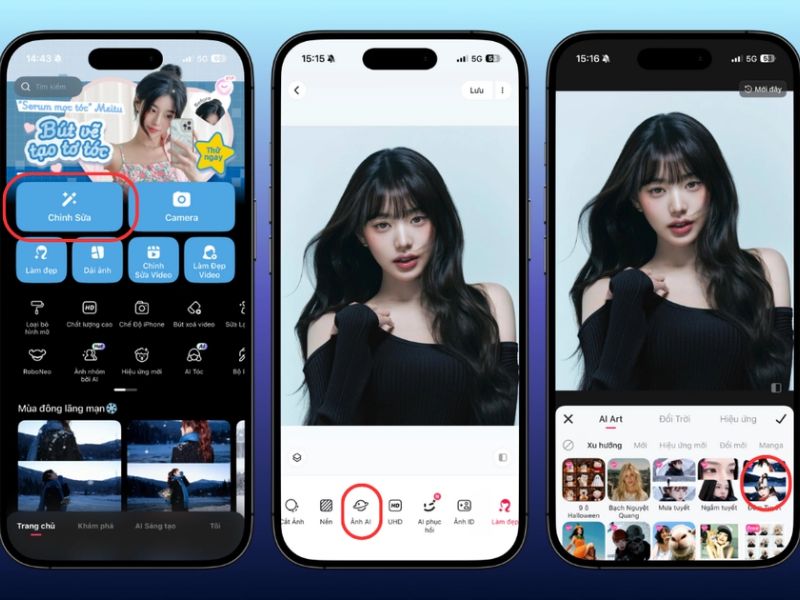 Các bước thêm hiệu ứng tuyết rơi trong ứng dụng Meitu