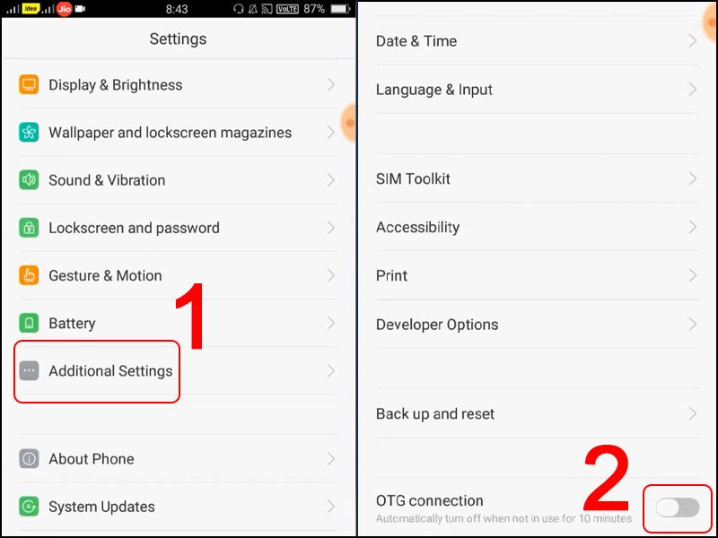 Cách bật OTG trên Samsung