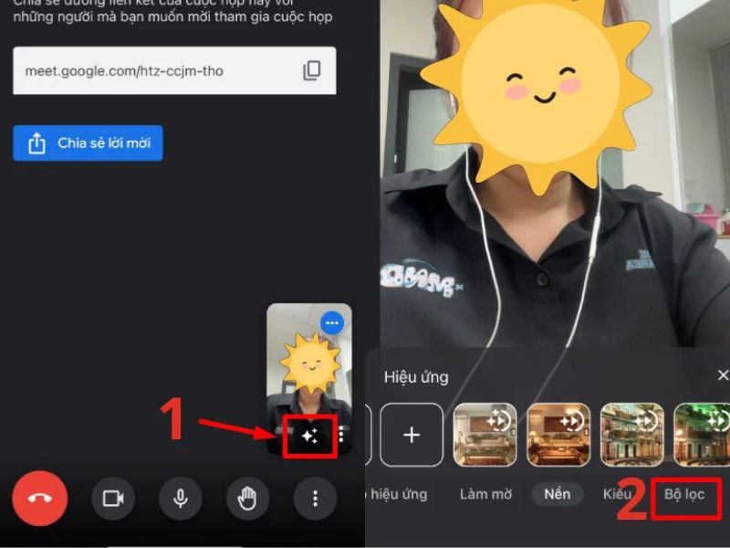 Cách có filter Google Meet trên máy tính