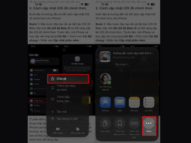 Các bước đưa trang web ra màn hình điện thoại iPhone