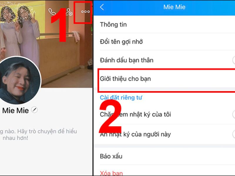 Cách gửi danh thiếp trên Zalo bằng điện thoại