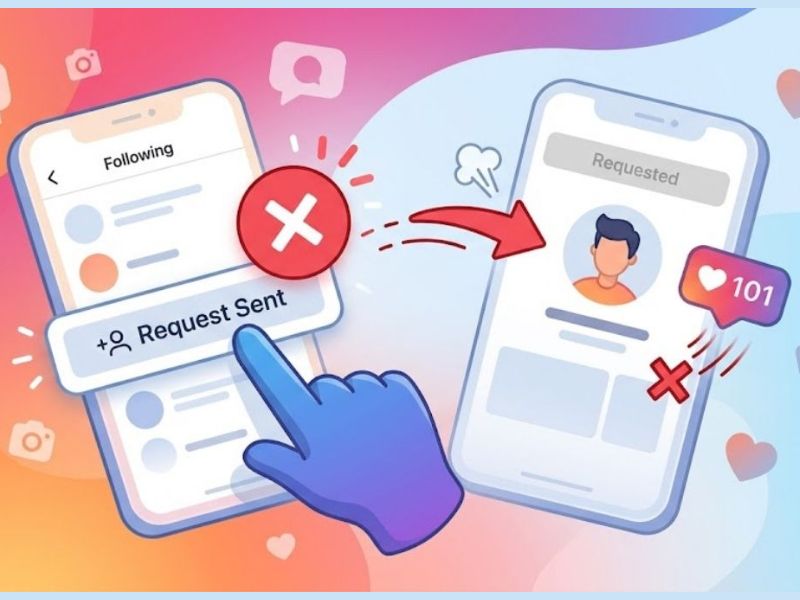 Hủy yêu cầu follow trên Instagram