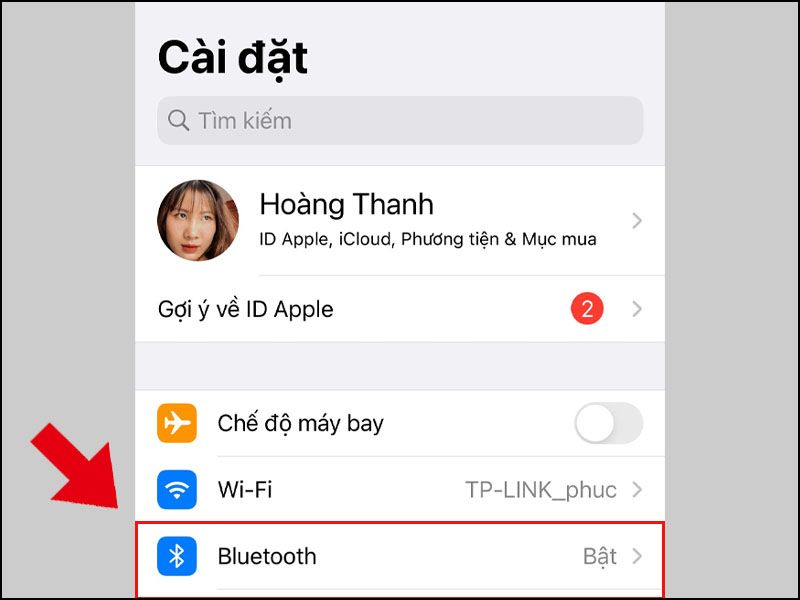 Bật Bluetooth trên iPhone để kết nối Airpods