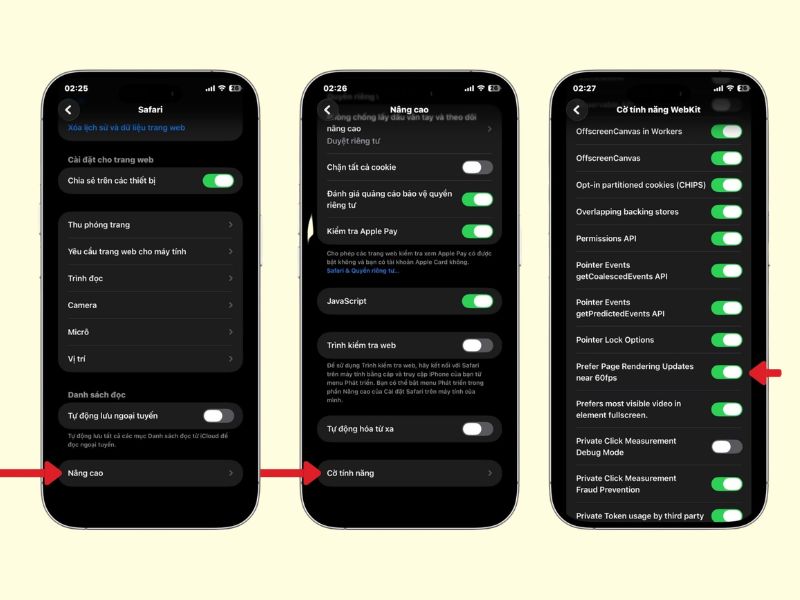 Hướng dẫn kích hoạt 120Hz trên trình duyệt trên Safari