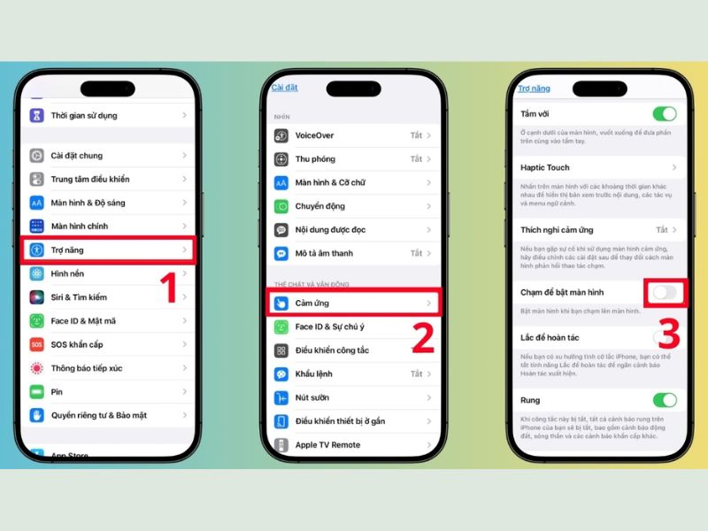 Các bước tắt chạm sáng màn hình trên iPhone