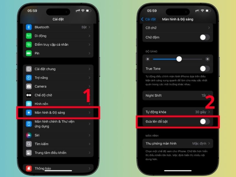 Tắt tính năng đưa lên để bật màn hình iPhone